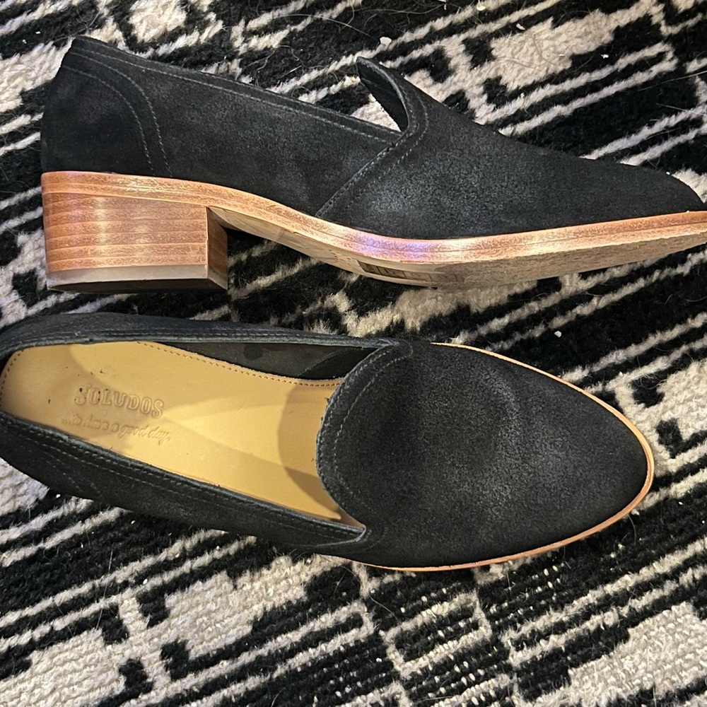 Soludos Suede Stack Heel Loafers